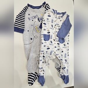 Rocket Themed Kids One Piece Set - Gray and Blue